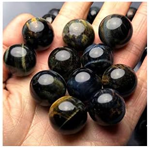 Natural Blue Yellow Tiger's Eye Healing Crystal Sphere Balls Quartz Gemstones Small Size Pack of 10 for Healing, Reiki, Home Office Decoration, Jewelry Making (Blue Tiger's Eye, 0.7"-0.78")