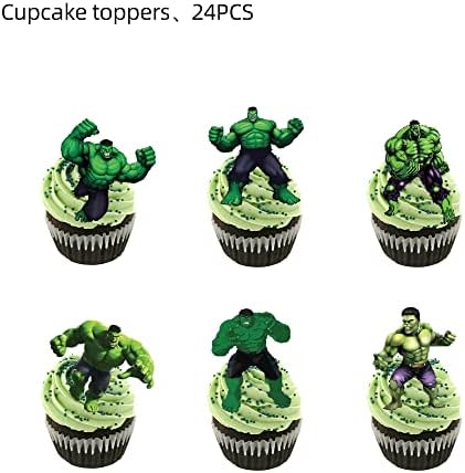 24pcs Hulk Cake Toppers Cupcake Toppers Cake Decorations,Hulk Birthday Party Supplies Decorations (14)