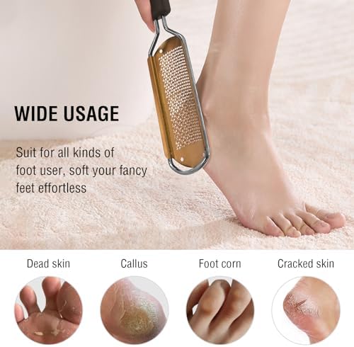 OUKEYA Foot Rasp and Foot File – Premium Stainless Steel Callus Remover Tool for Pedicure, Safely Removes Dead Skin, Smooths Rough Heels, Works on Wet & Dry Feet
