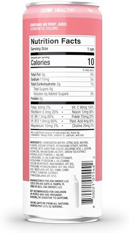 ZOA Zero Sugar Energy Drinks - White Peach | Healthy Energy Formula with Natural Caffeine, Daily Vitamin C, Essential B-Vitamins | Gluten-Free, Keto Friendly | 12 Ounce Cans (Pack Of 12)
