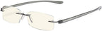 Eyekepper Blue Light Blocking Rimless Reading Glasses - Small Frameless Reader for Women with Grey Arm +0.50