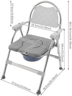Adjustable Bedside Commode Chairs with Padded Seat Plate and Toilet Bucket - 3 in 1 Commode Chair for Toilet with Arms - 330lb Capacity, Foldable Shower Chair for Elderly and Disabled, Non-Slip