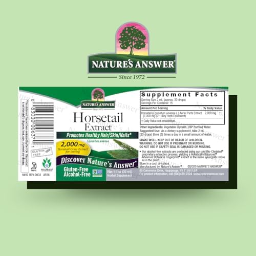 Nature's Answer Horsetail Herb | Promotes Healthy Hair, Skin & Nails | Made in the USA | Gluten-Free, Alcohol-Free, Kosher Certified & No Preservatives 1oz