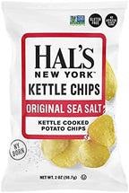 Hal's New York Kettle Cooked Gluten Free Original Sea Salt Salted Potato Chip Crisps, 2 Oz (Pack of 6)