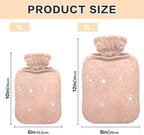 Rose Gold Hot Water Bottle with Velvet Cover Hot Water Bag for Menstrual Cramps Small