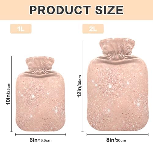 Rose Gold Hot Water Bottle with Velvet Cover Hot Water Bag for Menstrual Cramps Small