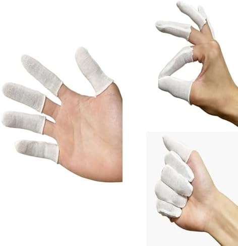 200Pcs Cotton Finger Cots, Finger Toe Sleeves, Cloth Finger Cots Fingertips Protective Cover Thumb Protector, Moisture Wicking, Absorb Sweat
