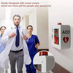 AED Defibrillator Storage Cabinet, First Aid Kit Cardiac Defibrillator Storage Cabinet with Light and Alarm System, Steel Cardiac Defibrillation Alarm Box for Home, Office, Nursing, Bus