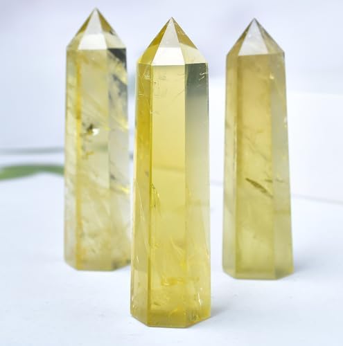1PCS Citrine Healing Crystals Towers / 1.96-2.36" Natural Reiki Energy Wand Stone 6 Faceted Chakra Quartz Crystal Reiki Meditation Therapy Decoration Gifts