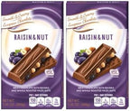 Raisin & Whole Roasted Hazelnut European Milk Chocolate Bars, Gift Snack Snacking Valentine's Day Treat Dessert Food, 2 7oz chocuer Pack