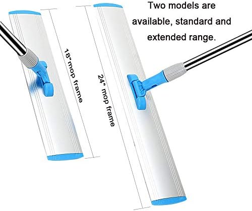 Microfiber Wet Mops 24 in Heavy Duty Flat Floor Mop Adjustable Handle with 4 Washable Mop Clothes