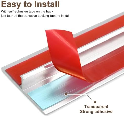 Aluminum T Molding Floor Transition Strip Self Adhesive, Door Threshold Strip, Edge Trim for Laminate Wood Tile Vinyl, Floor Divider for Joining Flooring Gaps (3pcs, 36 x 1.2 in, Silver)