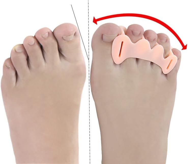 Comfort Plus Silica Gel Toe Spacers, 3-Hole Design for All Day Support, Foot Care Separator for Men and Women, White and Pink (Skin, L)