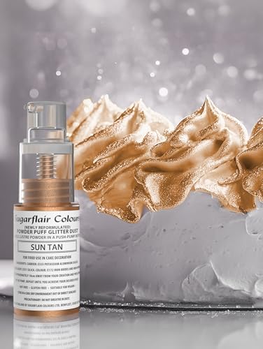 Sugarflair Powder Puff Edible Pump Spray Lustre Dust 10g - Sun Tan