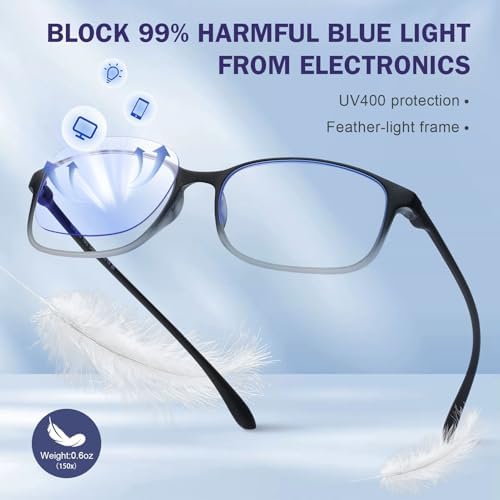 AQWANO 2.5 Computer Reading Glasses Men Women Blue Light Blocking, Lightweight TR90 Flexible Frame Readers Glasses Anti Glare, No Rubber