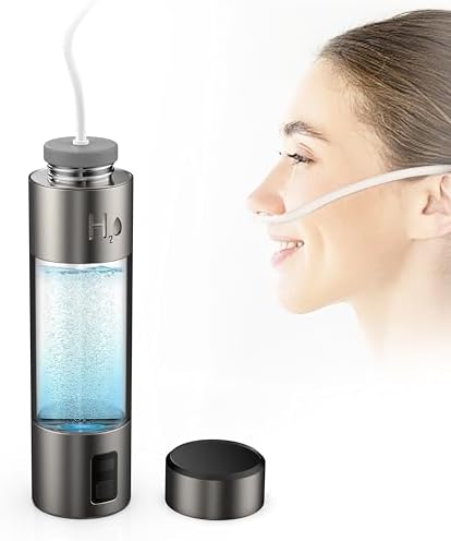 Hydrogen Water Bottle Generator Inhaler with Nasal Tube, Ultra-High ppb 5000-7000, Premium Metal Body BPA-Free Long Battery Life