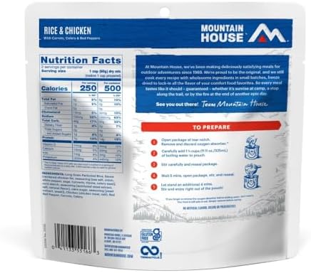 Mountain House Rice & Chicken | Freeze Dried Backpacking & Camping Food | Gluten-Free | 2 Servings