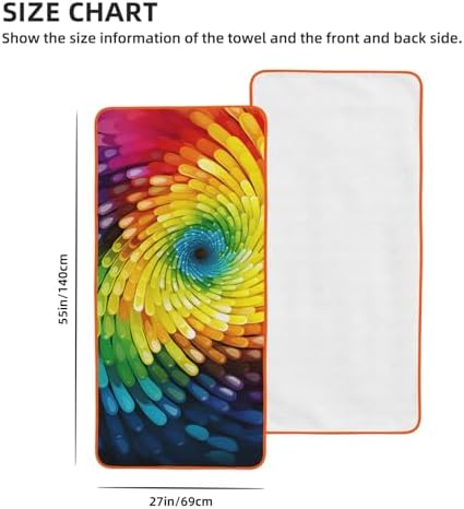 Rainbow Swirl Bath Towel Super Absorbent Soft Coral Velvet Bathroom Towel 27 x 55 Inch Microfiber Beach Towels for Bathroom, Gym, Spa and Hotel Towel