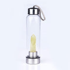 550 Ml Natural Crystal Water Bottle Natural Quartz Crystal Gem Infused Water Bottle Wand Healing Elixir Point Reiki Crystal Obelisk Wand Stick Sport Water Bottle (Color : Yellow Smelting)