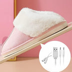 FQQWEE USB Heated Plush Slippers - Foot Warmer Shoes for Women, Washable, Thick Plush, Heating Foot Heater House Slippers to Keep Feet Warm