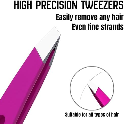 Elegant Women's Facial Tweezers, Stylish Stainless Steel Tweezers – for Eyebrow Shaping, Hair Removal & Precision Grooming, Essential Makeup Tool【Fuchsia】