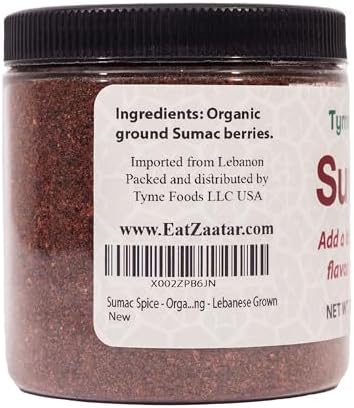 Sumac Spice - Organic and Extra Lemony Sumac Seasoning - 3.5 OZ Lebanese Grown