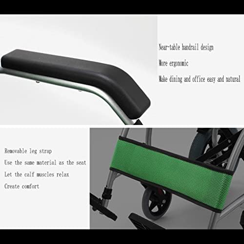 Transport Chair Lightweight Aluminum Alloy Wheelchair with Locking Hand Brakes，Portable Transport Wheelchair，Folding Travel Wheelchair Folding Walker Wheelchair (Color : Green, Size : A)