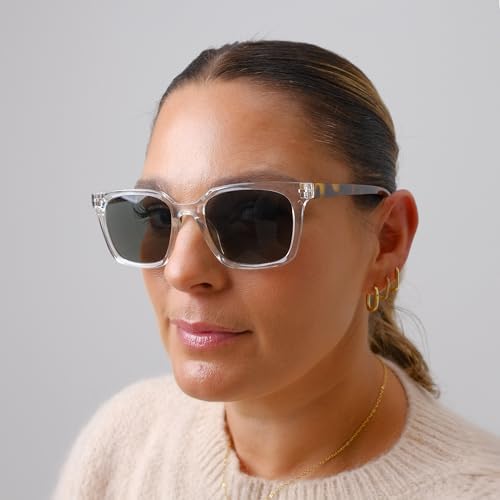OPULIZE KOI Reading Sunglasses for Women Men,Scratch Resistant Large Rectangular frame with Spring Hinges Tinted lens UV400, Black, Clear +2 (Pack of 2)