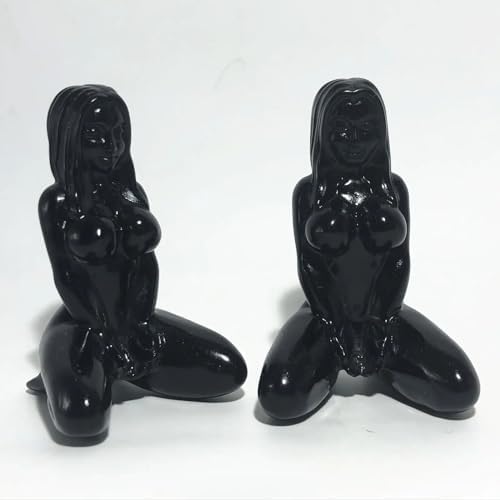 AtkitS Beautiful 1pcs Obsidian Female Naked Quartz Crystal Skull Carving gem Reiki Healing (Size : 10pcs)