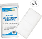 Primacare WT-7705-CS Pack of 25 First Aid Sterile Multi Trauma Gauze Pad Dressing for Stopping Heavy Bleeding in Large Open Wounds, Treating Lacerations and Piercing Injuries, 30" x 12", White