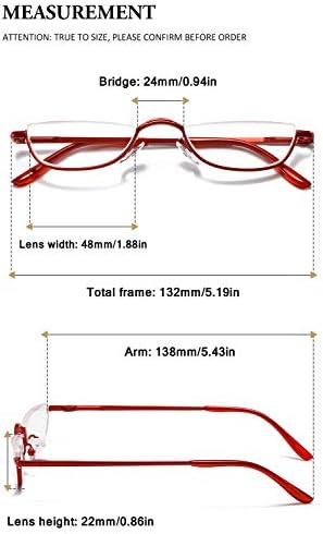 VEVESMUNDO Metal Reading Glasses Half Moon Semi Rimless Frame Readers for Men Women