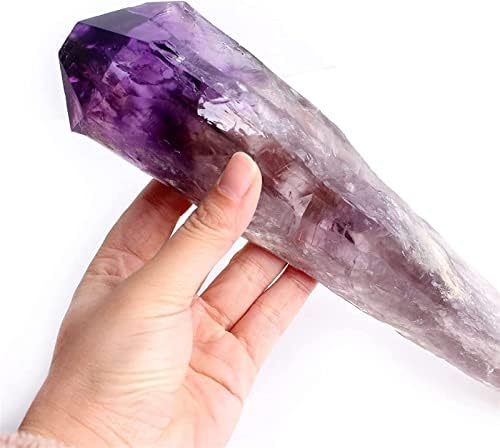 AMAZWI Amethyst Rough Stone 1PC Natural Large Raw Amethyst Magic Wand Scepter Crystal Column Point Purple Stones Mineral Specimen Home Decor Ornaments (Size : L)