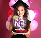 So Proud of You Cake Topper, Congrats Grad/Class of 2026, Holy Sh*t You Graduate, High School College Universary Party Decorations Supplies, Purple and Gold Glitter