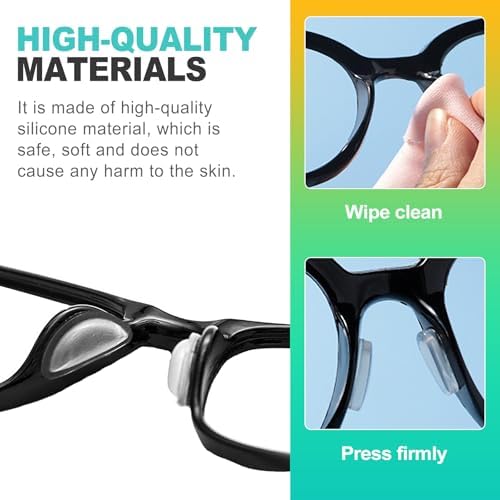 10 Pairs Adhesive Silicone Eyeglass Nose Pads – Anti-Slip & Comfortable Replacement Pads Clear & Matte White for Glasses, Reusable Adhesive Backing