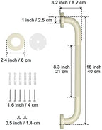 16 Inch Anti Slip Shower Grab Bar Handle Beige White, ZUEXT Stainless Steel Bathroom Grab Bar, Knurled Bathroom Balance Bar, Safety Hand Rail Support,Handicap Elderly Injury Senior Assist Bath Handle