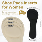 4 Pairs High Heel Inserts for Women and 2 Pairs Heel Cushion Pads, 2 Colors 3/4 Length Self-Adhesive Heel Pads & Shoe Inserts Anti-Slip Heel Grips for Women's 5-9 Highs Heels, Open Toes Flats