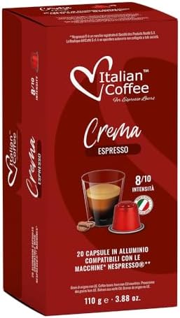 100 Italian Coffee for Espresso Lovers Aluminium Capsules compatible with Original Line Nespresso machines (1 Count (Pack of 100), Aluminum Crema)