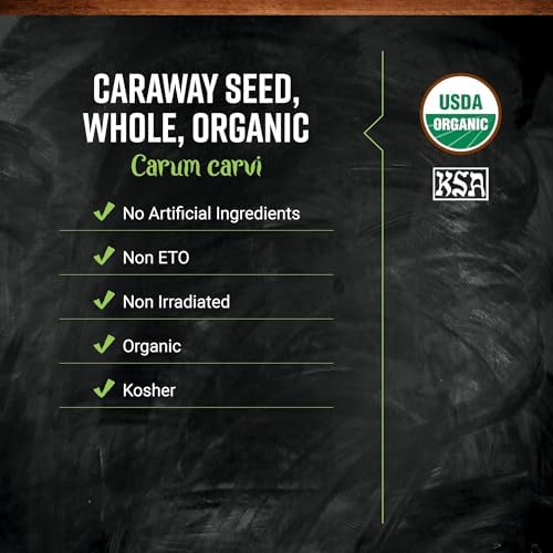 Frontier Co-op Whole Caraway Seed, 1lb Bulk Bag - Warm & Earthy Flavor - Organic Caraway Seeds for Bread, Cooking, Baking & Culinary Dishes, Kosher