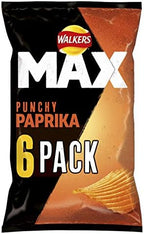 Walkers Max Punchy Paprika Crisps, 6x27g