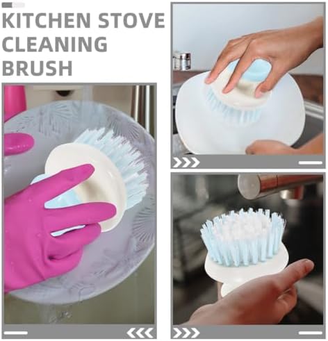 Zerodeko 2pcs Kitchen Dishwashing Brush with Handle, Mini Pot and Pan Scrub Brush, Plastic Bristles for Oil and Stain Removal, Household Cleaning Tool for Sink and Cookware