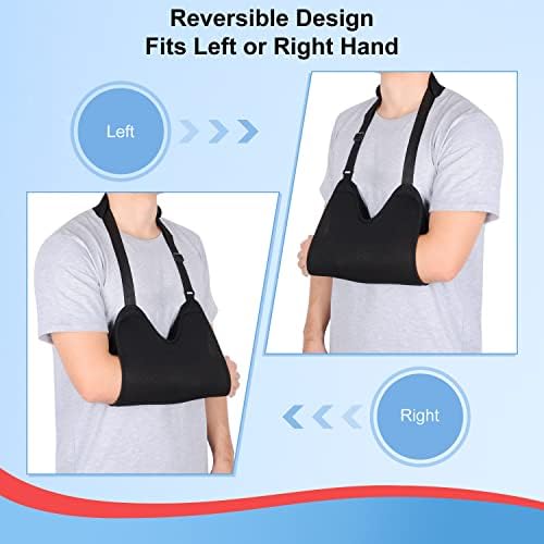 supregear Mesh Arm Sling with Soft Shoulder Cushions, Adjustable Breathable Shoulder Immobilizer Shower Arm Sling Lightweight Medical Shoulder Elbow Support for Women Men, Fits Left/Right Arm, Black