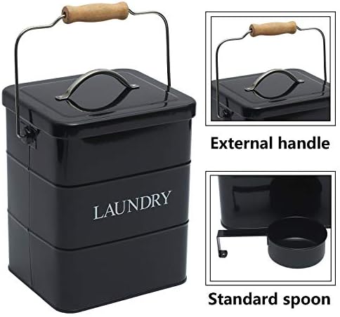Laundry Powder Bin, Washing Powder Storage Tin with Scoop, Airtight Lid & Handles, Laundry Detergent Powder Storage Box - Perfect for Holding Pods Tablets Capsules Powder Detergent-Black