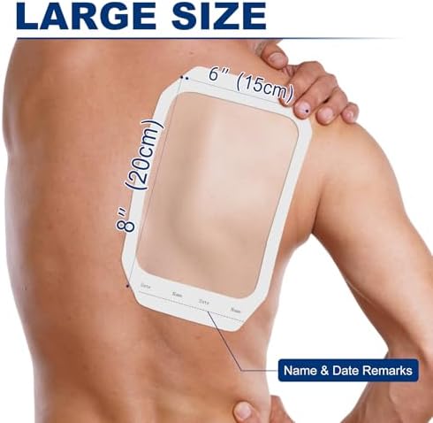 Ceeport Transparent Film Dressing 6'' x 8'', 20 Packs Waterproof Wound Bandage Adhesive Patches, Wound Cover Patches for Post Surgical Shower, IV Shield, Tattoo Aftercare Bandage