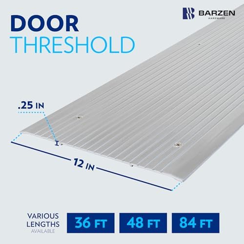 Door Threshold - High Quality 12" Wide Aluminum Thresholds Strip for Doorways, Flat Transition Door Saddle Low-Profile Door Sill, Corrugated, 12 x 36 Inches