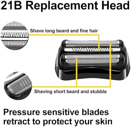 2 Packs 21B Series 3 Electric Shaver Replacement Head Compatible with Series 3 Foil Shaver Replacement Heads 21b 3010s, 3040s,5409,etc for Braun Part 21b