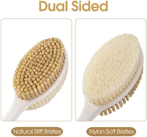 Backski Body Scrubber Anti Slip for Shower,Shower Brush Long Handle with Stiff and Soft Bristles,Body Wash Exfoliating Back Scrubber for Bath or Dry Brushing Body Brush(Pink)