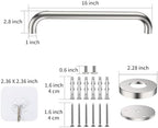 16 Inch Shower Grab Bar Satin Brushed Nickel, ZUEXT Stainless Steel Safety Grab Bar Handle, Bathroom Balance Bar, Safety Hand Rail Support - Handicap, Elderly, Injury, Senior Assist Bath Handle