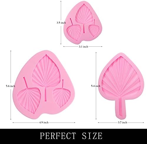 Palm Leaf Chocolate Silicone Molds, 3 Packs Boho Fan Candy Molds for Boho Theme Cake Decoration Cakepops Cupcake Toppers Sugar Cookies