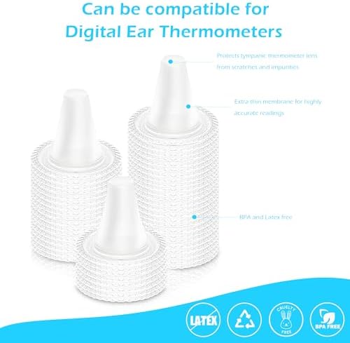 200 PCS Ear Thermometer Probe Covers Lens Refill Caps Filters Digital Thermometer Covers Disposable