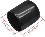 12Pcs Round Rubber End Caps 7/8" (22mm) Vinyl Flexible Bolt Chair Foot Covers Screw Thread Chair Leg Protectors for Round Tubing Bolt Desk Chair Leg (Black)